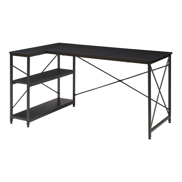 Scrivania Angolare Raundsvalt Tavolo a L con Laterale Reversibile 137x88x75 cm Nero [en.casa]