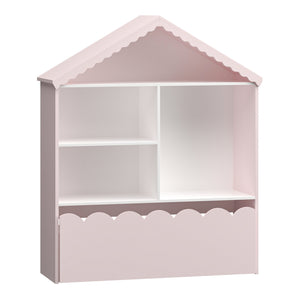 Scaffale Vestnes con 4 Vani Portaoggetti e Cassetto per Cameretta - Rosa/Bianco [en.casa]