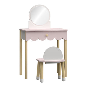Table de maquillage pour enfants avec chaise Vestnes rose blanc [en.casa] 