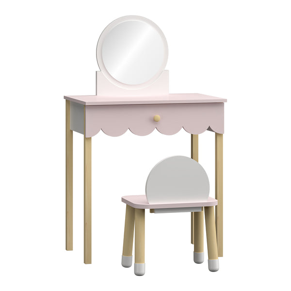 Table de maquillage pour enfants avec chaise Vestnes rose blanc [en.casa] 