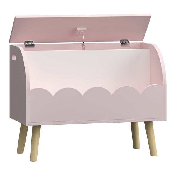 Mobile Contenitore Vestnes Portagiocattoli per Cameretta con Vano Chiuso e Aperto - Rosa/Bianco [en.casa]