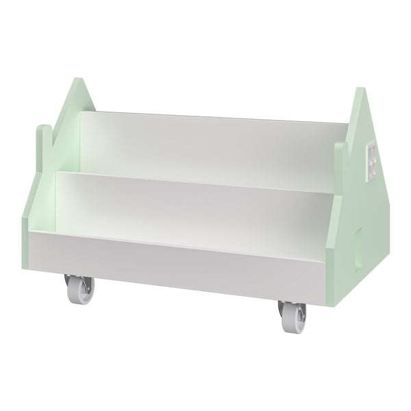 Carrello Porta Libri Vipsali per Cameretta Design a Casetta 50x33x34 cm Menta Verde / Bianco [en.casa] 