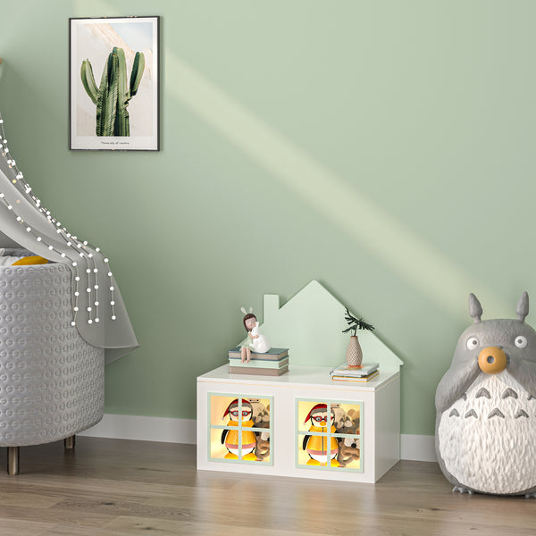 Coffre à jouets Vipsali 56 x 60 x 32,5 cm vert menthe blanc [en.casa] 
