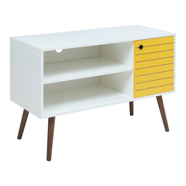 Meuble TV Vare 100 x 40 x 66 cm blanc / jaune [en.casa] 
