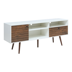 Meuble TV Vare 165 x 40 x 66 cm blanc effet noyer [en.casa]