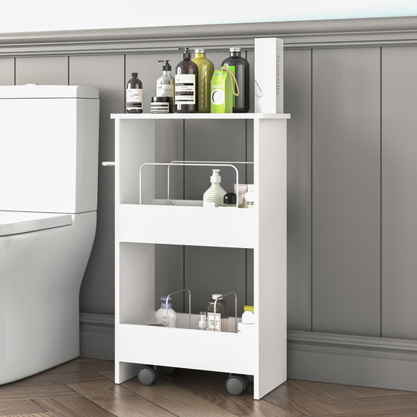 Carrello da Cucina Katra a Ruote con Ripiani 67 x 40 x 20 cm - Bianco [en.casa]