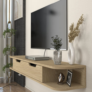 Meuble TV Karjali mural 150 x 30 x 19 cm effet chêne [en.casa] 