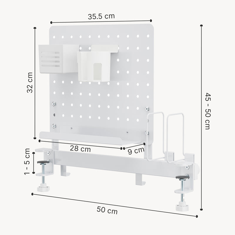Croquis coté Organiseur de bureau Sauda acier 50 x 50 cm blanc [en.casa]