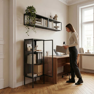 Armoire vitrine Borshavisa 116 x 34 x 30 cm acier noir [en.casa] 