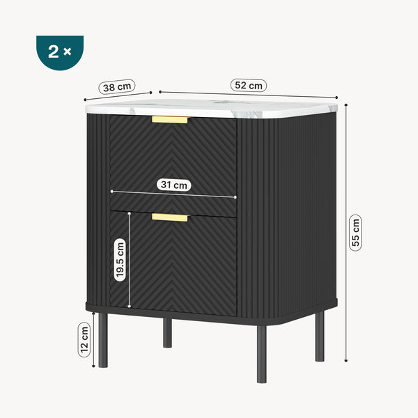 Lot de 2 tables de chevet Olvehok 55 x 52 x 38 cm [en.casa]