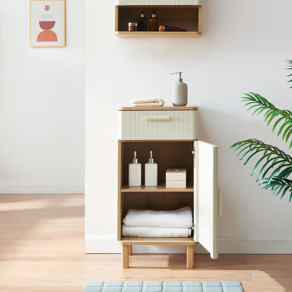 Armoire de salle de bain Ferrersp 80 x 40 x 35 cm effet chêne / couleur sable [en.casa] 