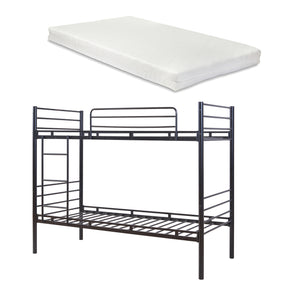 Lit superposé en métal Bevapis avec 2 matelas 90 x 200 cm noir [en.casa] 