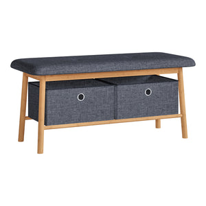 Banc à chaussures Vad bambou 90 x 30 x 45 cm naturel gris [en.casa]