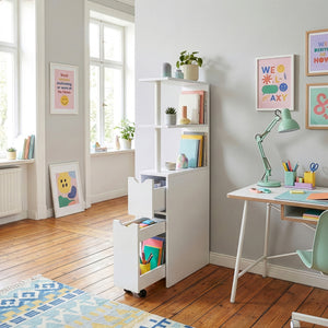 Scaffale da Bagno Fadeskimma Mobile Contenitore con Ripiani Cassetto e Scomparto Estraibile 113 x 19 x 45 cm - Bianco [en.casa] 