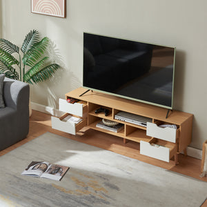Meuble TV Bordkak 140 x 30 x 45 cm effet chêne blanc [en.casa] 