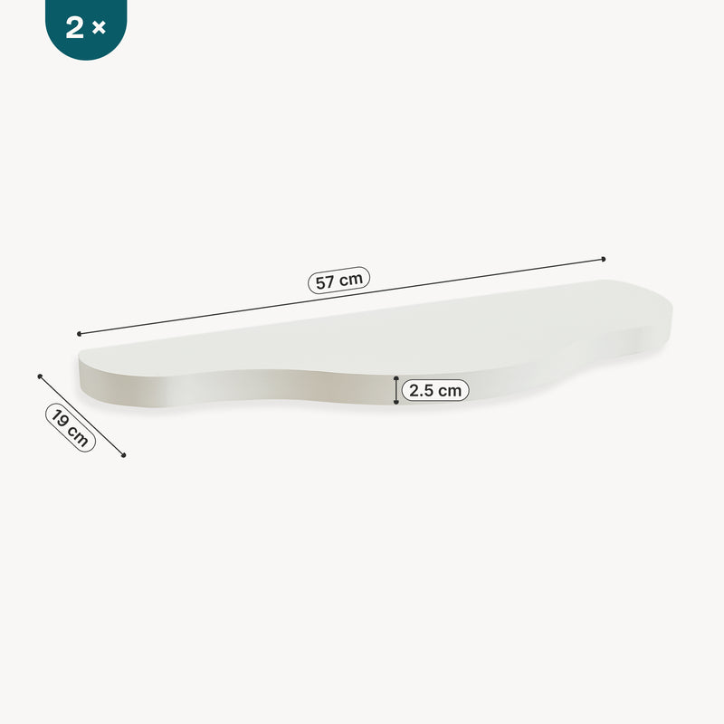 Schizzo in scala Set di 2 Mensole da Parete Sirlstalo per Cameretta 57 x 19 x 3 cm - Bianco [en.casa]