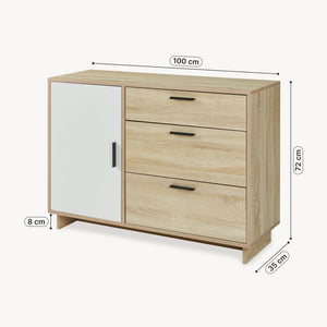 Commode Kenta 100 x 35 x 72 cm effet chêne sonoma blanc [en.casa]