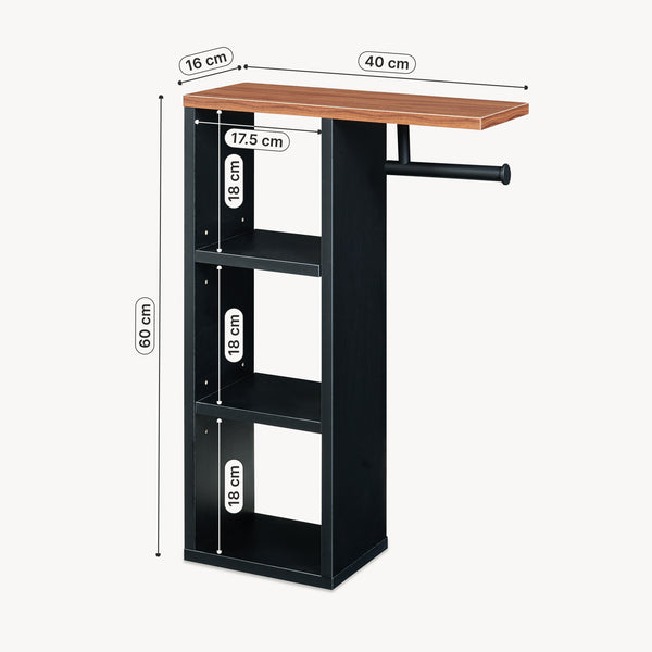 Porte-papier toilette Trond avec 3 compartiments 60 x 40 x 16 cm noir effet noyer [en.casa]