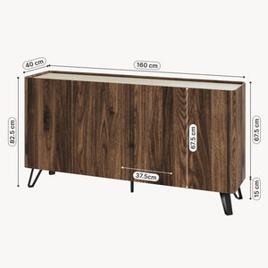 Sideboard Trorlon 160x40x83 cm effetto noce/travertino [en.casa]