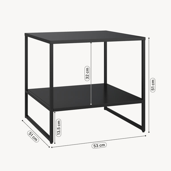 Tavolino laterale Salsnes 53x51x51 cm con ripiano Acciaio Nero [en.casa]