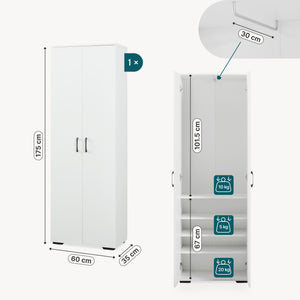 Armoire Chalvefted 175x60x35 cm Blanc [en.casa]