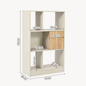 Libreria Karena 112x70x30 cm Bianco crema/effetto quercia [en.casa]