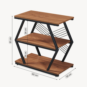 Tavolino Laterale Nolarg a 2 Ripiani 65 x 30 x 61 cm - Nero/Effetto Noce [en.casa]