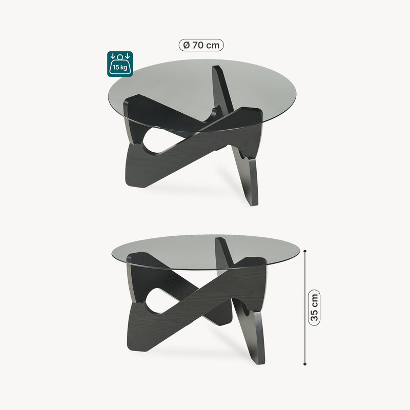 Croquis coté Table basse Reypio Ø70 x 35 cm noir / gris [en.casa]