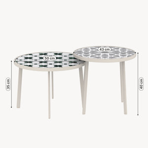 Tavolo da esterno Faeto 2 pz. Piano in vetro Champagne [casa.pro]