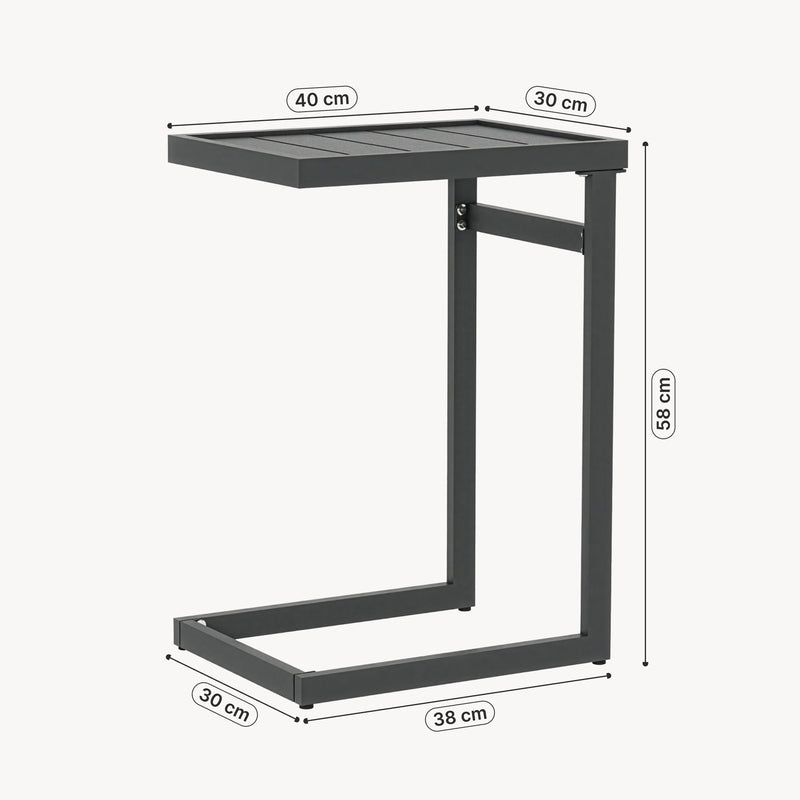 Maßskizze Outdoor Beistelltisch Gaby Stahl 58x40x30 cm Anthrazitgrau [casa.pro]