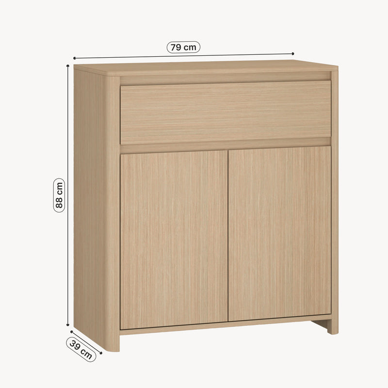 Schizzo in scala Mobiletto Takranmaa 88x79x39 cm effetto quercia [en.casa]