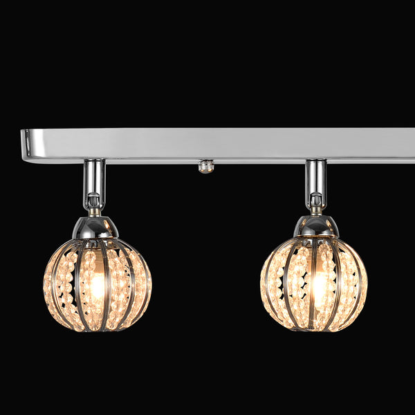 [lux.pro] Lampada da soffitto Diametro: 49cm 4 attacchi G9 con 4 sfere di cristalli artificiali Moderna lampada da soffitto Lampada d'effetto