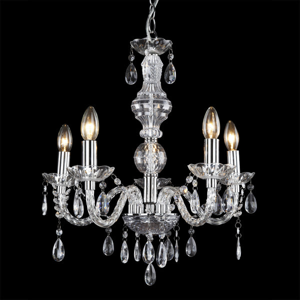 [lux.pro] lustre luminaire suspendu plafonnier (5 x socles E14)(env. 150,0 cm Ø : 52,0 cm) lampe à suspension lampe 5 flammes cristal