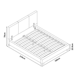Lit Double Rembourré Albacete Sommier à Lattes Similicuir 160 x 200 cm Noir Corium