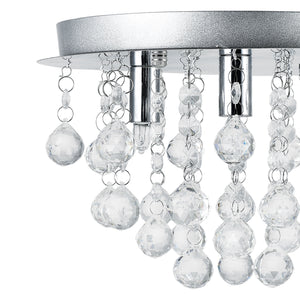 [lux.pro] Luminaire Suspendu Plafonnier Métal et Cristal Artistique Chrome Argent 3 x G9 ø 28 cm