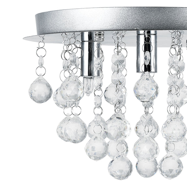 [lux.pro] Luminaire Suspendu Plafonnier Métal et Cristal Artistique Chrome Argent 3 x G9 ø 28 cm
