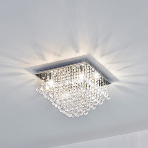 [lux.pro] Plafonnier Lampe de Plafond Aluminium Cristal Artistique Chrome et Blanc 38 x 38 cm