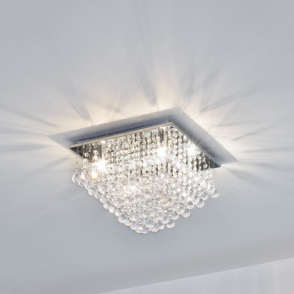 [lux.pro] Plafonnier Lampe de Plafond Aluminium Cristal Artistique Chrome et Blanc 38 x 38 cm