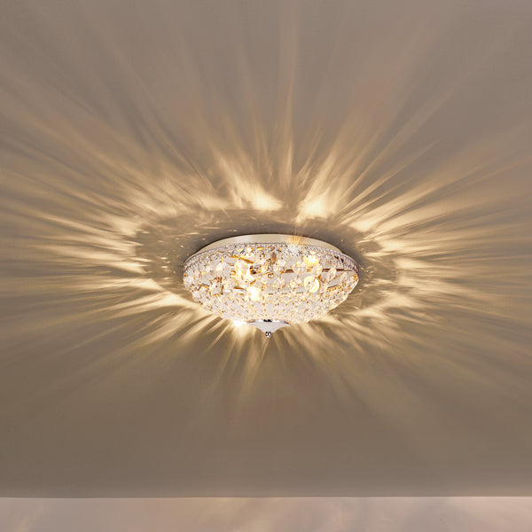 Plafonnier en Cristal Synthétique Métal Diamètre 40 cm Chrome [lux.pro]