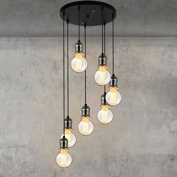 Hängeleuchte 7-flam. Deckenleuchte Hängelampe Retro Pendelleuchte Glas [Lux.Pro]
