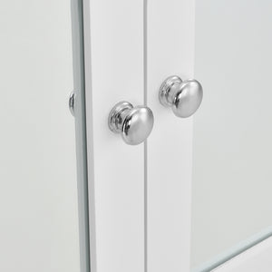 Armadietto Pensile da Bagno con Ante a Specchio e Scomparto Aperto - Bianco [en.casa]