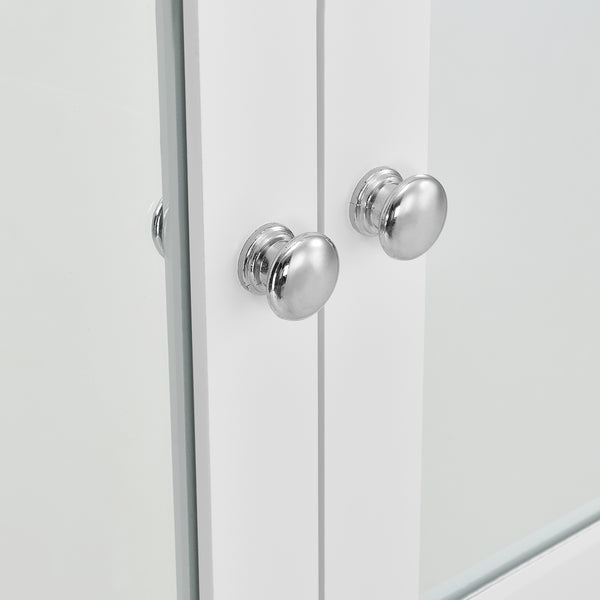 Armadietto Pensile da Bagno con Ante a Specchio e Scomparto Aperto - Bianco [en.casa]