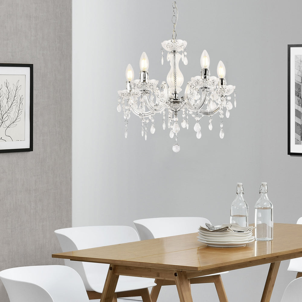 Lustre Weimar 5x E14 Ø35 x 145 cm cristal/blanc lux.pro - premiumXL