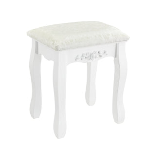 [en.casa] Coiffeuse Table de Maquillage avec 1 Miroir Inclinable et 4 Tiroirs et 1 Tabouret Confortable MDF et Bois 141 x 75 x 40 cm Blanc
