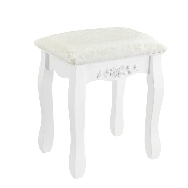 [en.casa] Coiffeuse Table de Maquillage avec 1 Miroir Inclinable et 4 Tiroirs et 1 Tabouret Confortable MDF et Bois 141 x 75 x 40 cm Blanc