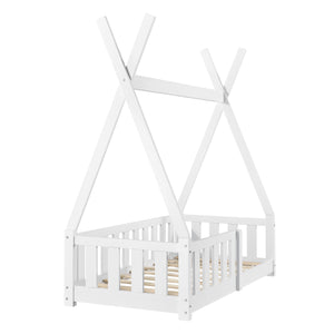 Kinderbett Helsingborg mit Matratze 70x140 cm Weiß [en.casa]