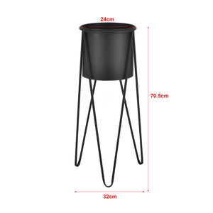Set Hedera di 2 Supporti per Piante con Coprivaso in Metallo - Nero [en.casa] 
