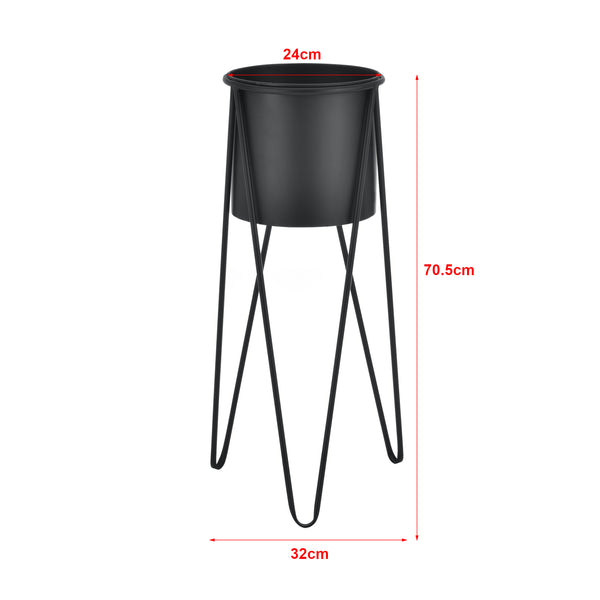 Set Hedera di 2 Supporti per Piante con Coprivaso in Metallo - Nero [en.casa] 