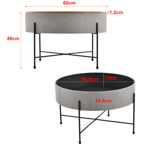 Table Basse avec Plateau Amovible Tauranga Effet Noyer Gris Noir 40 x 60 cm [en.casa]