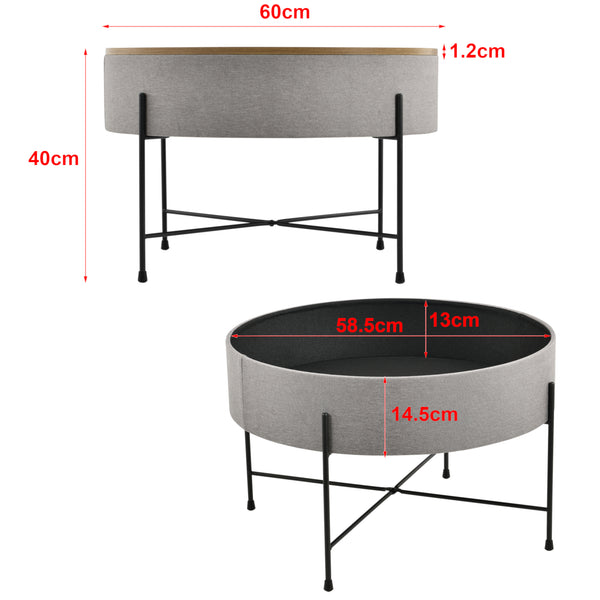 Table Basse avec Plateau Amovible Tauranga Effet Noyer Gris Noir 40 x 60 cm [en.casa]